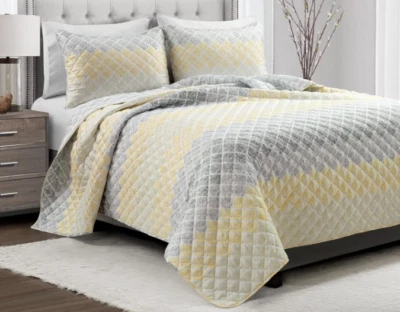 Juego de edredón reversible de 3 piezas de gran tamaño Lush Deco Medallion Ombre Queen Foto 1 de 4