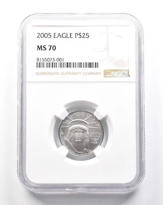 2005 $25 American Platinum Eagle 1/4 Oz Platinum MS70 NGC *2568 - Image 1 of 3