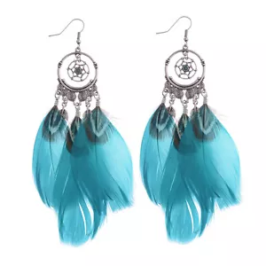 Böhmischer ethnischer Stil Frauen Feder Ohrringe Muster hohl Party Geschenk Schmuck - Bild 1 von 49