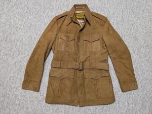 vintage NORFOLK belted SUEDE cowhide leather XS brown WESTERN sherlock coat 36 - Picture 1 of 10