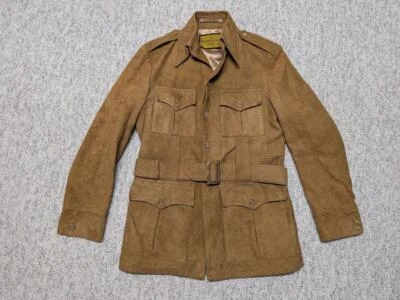 vintage NORFOLK belted SUEDE cowhide leather XS brown WESTERN sherlock coat 36 - Image 1 of 4