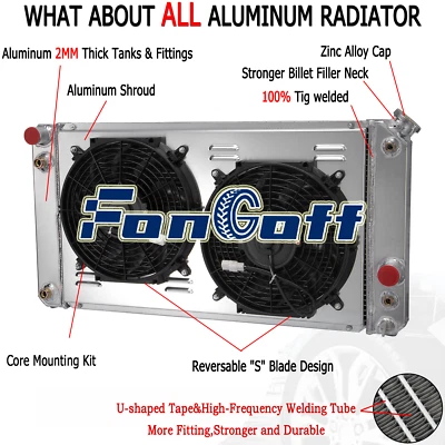 For 1986-2005 Chevrolet S10 Blazer C1500 GMC Jimmy LS 3 Row Radiator+Shroud Fan - Image 1 of 4