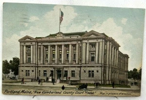 Antike neue Cumberland County Court House Portland ME Farbpostkarte um 1929 - Bild 1 von 2