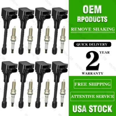 Paquete de 8 bobinas de encendido y paquete de 8 bujías para Nissan Armada 5,6 L V8 2017-2020 Foto 1 de 4