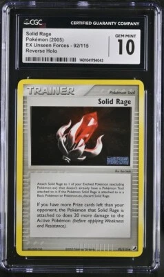 Pokemon Solid Rage 92/115 Reverse Holo EX Unseen Forces - CGC 10 - Image 1 of 2