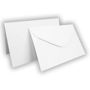 50pc WHITE BLANK FOLDABLE NOTECARDS AND ENVELOPES - Stationary Banker 4x6 Set 