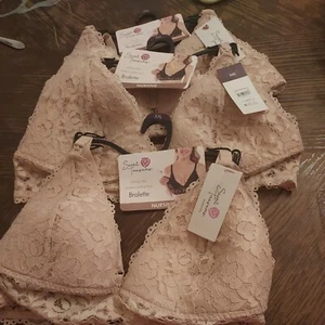 Pink Lace Easy Open Nursing Bralette (Size XXL) Set of 3 NWT - Picture 1 of 5