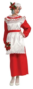Mrs. Poinsettia Santa Claus Adult Christmas Costume Size Standard up to 12 - Picture 1 of 2