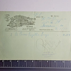 1912 San Francisco CA Los Angeles Soap Co. Laundry Toilet Billhead Receipt - Picture 1 of 3