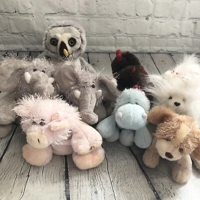 Ganz Webkinz Plush Lot No Code Elephant Pig Cocoa Dino Gray Owl Yorkie Hippo Lil - Image 1 of 4