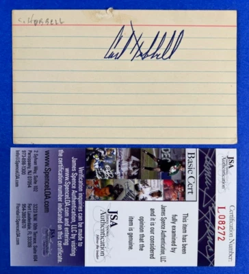 Carl Hubbell Vintage Auto Signed 3x5 Index Card Photo JSA L08727 - Image 1 of 3