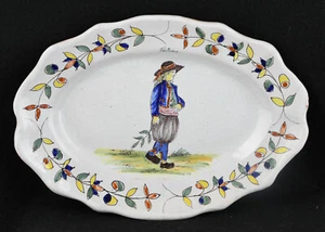Quimper Plate Marked On Face Portrieux No Marking On back (12" by 8 1/2") - Picture 1 of 6