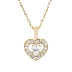 1.244CTW 14K Yellow Gold Lab Grown Diamond Heart Shape Necklace MZ61541 - Picture 1 of 9