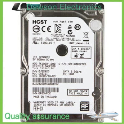 HGST 1TB HTS721010A9E630 SATA 7200RPM 6Gb/s 2.5" Internal Laptop HDD Hard Drive - Image 1 of 4