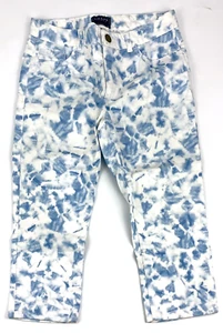 Chaps Denim Damen weiß & blau gemustert Freizeit Stretch Capri Hose Gr. 6 - Bild 1 von 5