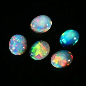 Ethiopian Opal Cabochon Oval Stone, Gemstone Opal Cabochon Beaded Necklace - Imagen 1 de 6