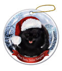 Holiday Pet Gifts Pomeranian (Blk) Santa Hat Dog Porcelain Christmas Ornament