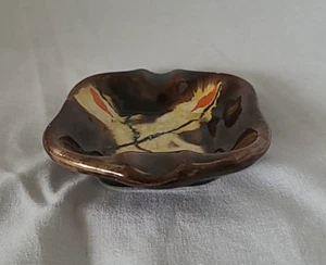 Vintage deutscher brauner Keramik Aschenbecher 9,5 cm - Bild 1 von 6