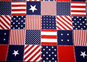 Screen Print BERKSHIRE Indoor Outdoor PATRIOTIC PATCHWORK Upholstery Fabric 1yd - Picture 1 of 3