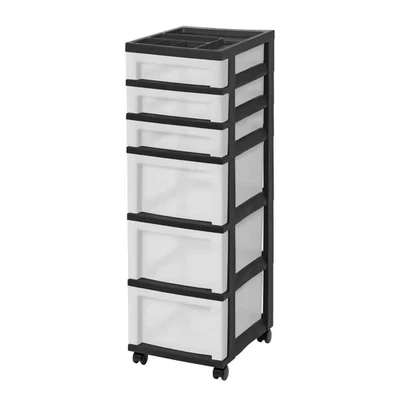 Carro de almacenamiento IRIS con organizador superior 6 cajones 14,25" D x 12,05" W x 37,75" H negro Foto 1 de 4
