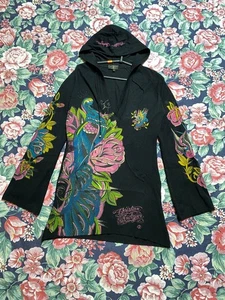 Ed Hardy Pullover Hoodie Damen Gr. L Mädchen Christian Audigier Strickjacke verwaschen - Bild 1 von 19