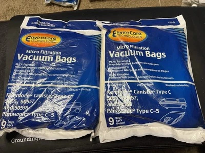TWO Micro FiltrationVacuum Bags 9 Pk Kenmore Canister C Panasonic C-5 5055 50557 - Image 1 of 3