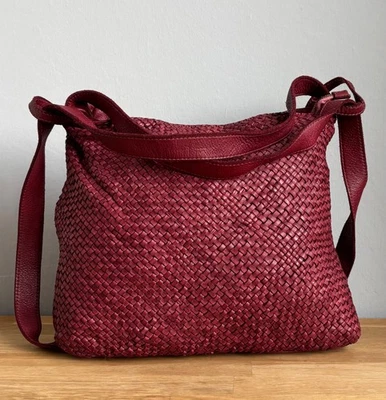 Bag shoulder bag & backpack braided bag burgundy leather women Italy - Image 1 of 4