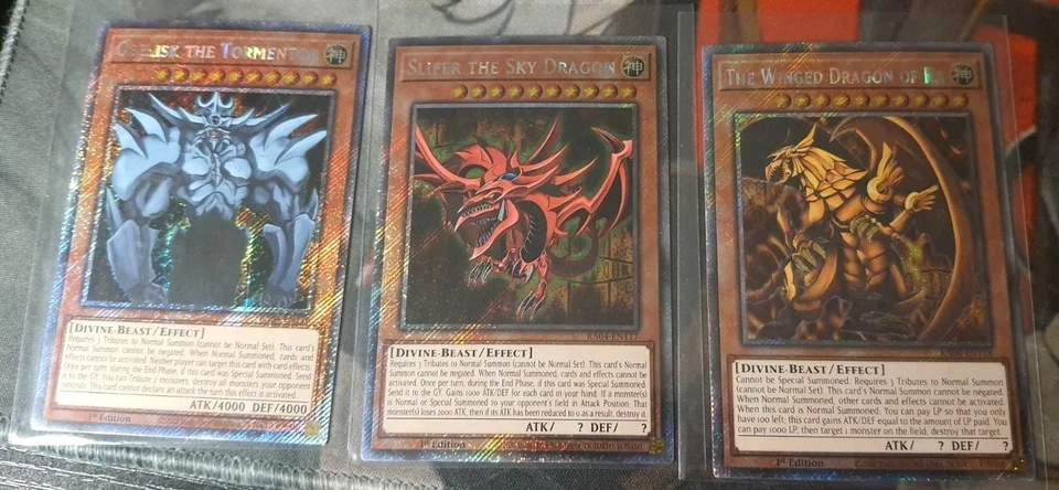 Egyptian God Cards Set Obelisk Slifer Winged Ra NM YuGiOh RA04 Platinum Secret - Image 1 of 1