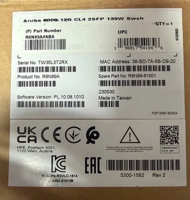 Conmutador Ethernet HPE Aruba 6000 12 puertos - R8N89A nuevo en caja Foto 1 de 4