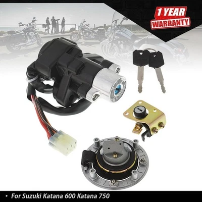 For Suzuki Katana 600 750 1998-2006 Ignition Switch Fuel Gas Cap Seat Lock Keys - Image 1 of 4
