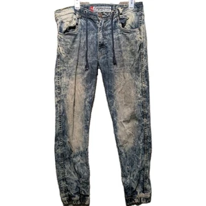 Blue Acid Wash Jeans Mens 36X32 Stretch Distressed Jordan Craig - Picture 1 of 9
