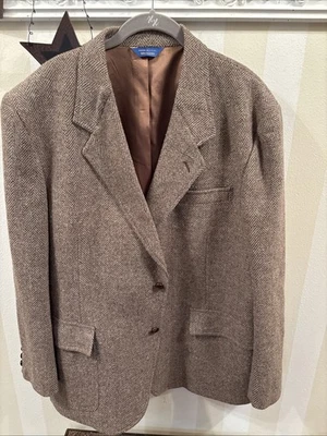 Blazer masculino vintage pendleton 48 lã espinha de peixe cotovelo remendo jaqueta EUA - Imagem 1 de 4