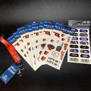 New Baltimore Orioles & Ravens MLB NFL Face Cals Sheet Eye Black Sheet Keychain - Picture 1 of 3