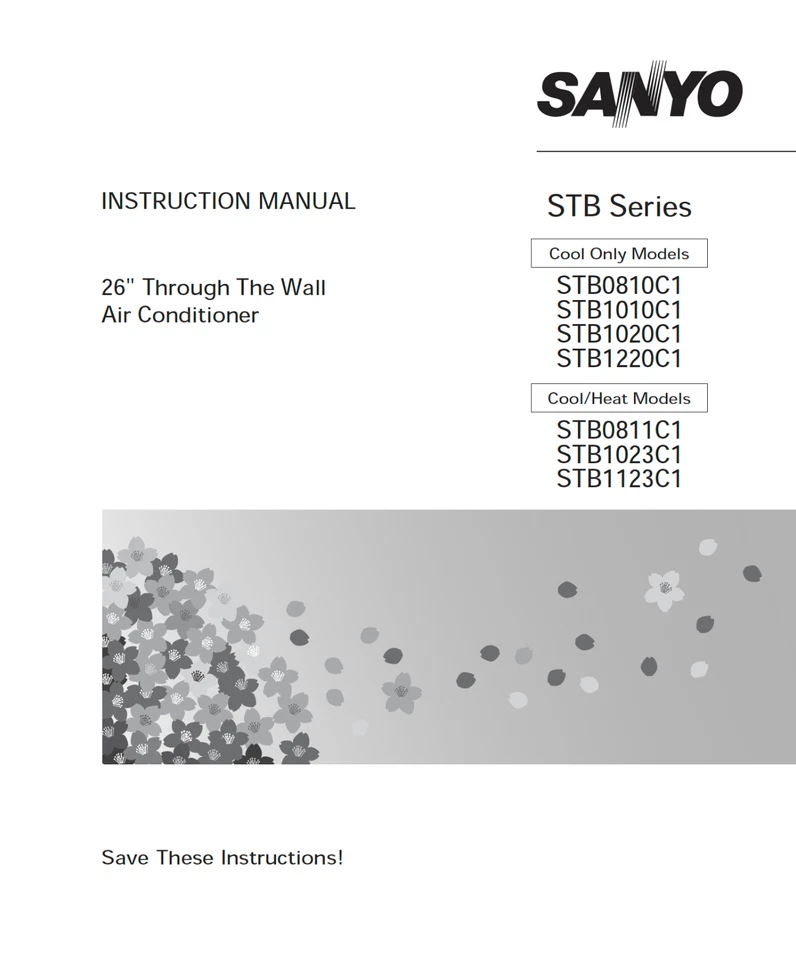 Manual de instruções do proprietário do usuário operacional ar condicionado Sanyo STB0810C1 - Imagem 1 de 1