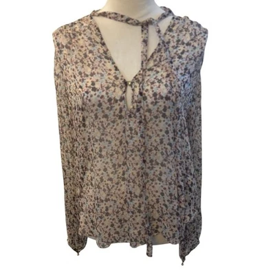 Blusa Top Theory Floral Transparente Bernetta Multi Gasa Alta Baja Seda Talla Pequeña Foto 1 de 4