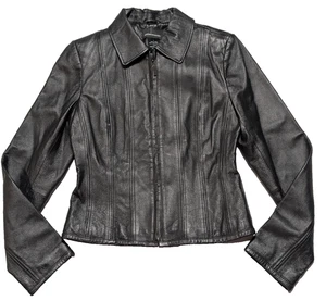 Moda International schwarze Lederjacke mit Reißverschluss – Damen Small gebraucht, in einwandfreiem Zustand - Bild 1 von 15