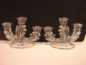 Fostoria RAMBLER Trindle Crystal Candlesticks ~ Pair - Picture 1 of 5