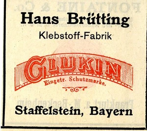Hans Brütting Staffelstein Baviera FÁBRICA DE ADHESIVOS marca registrada 1908 - Imagen 1 de 1