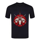Guitar And Skull Of Goat Tee Shirts Mens Stretch Casual Sleeve Slim Fitted Tops
