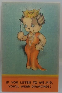 Vtg Asheville Comic Humorous Post Card Listen To Me Wear Diamonds Kitten Cat - Picture 1 of 2