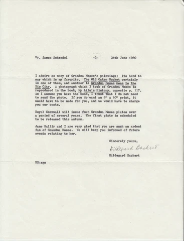 1980 typed letter signed by art dealer / gallery director Hildegard Bachert Cover