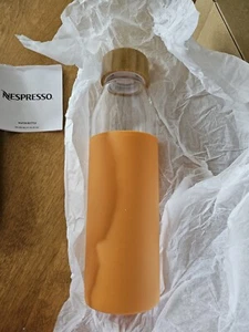 Nespresso Reusable Water Bottle with Orange Sleeve 500ml Bamboo Cap NOB - Picture 1 of 3
