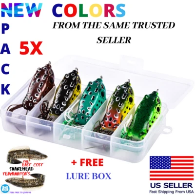 5x High Quality Fishing Lures Frog Topwater Crankbait +BOX Bass Bait Tackle NEW - Image 1 of 4