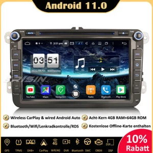 8" OPS DAB+Android 11 GPS Autoradio Für VW Passat Golf 5/6 T5 Tiguan Caddy Seat - Bild 1 von 12