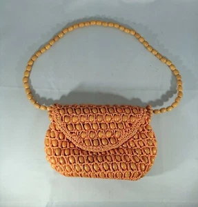 Vintage Walborg Holzperlen Handtasche Clutch Umhängetasche (a) - Bild 1 von 9