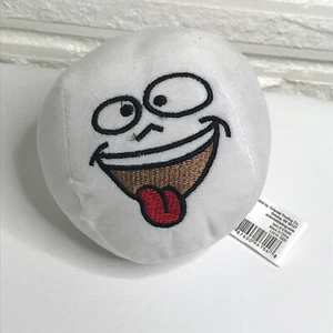 TONGUE OUT SMILE Plush Toy MINI FUNNY FACE STUFFED SNOWBALL - Picture 1 of 5