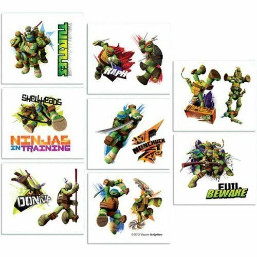 Amscan 392555 Teenage Mutant Ninja Turtles Tattoos Sheet Pack of 192