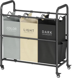 3 Bag Laundry Sorter Cart, Laundry Hamper Sorter Basket with Heavy Duty Lockable - Picture 1 of 12