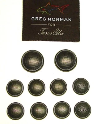 GREG NORMAN replacement buttons 10 Dark gray metal blazer buttons Good Used Cond - Image 1 of 4