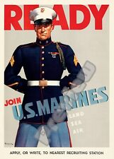 Join US Marines Recruiting 1942 Propaganda Print Poster Wall Art Picture A4